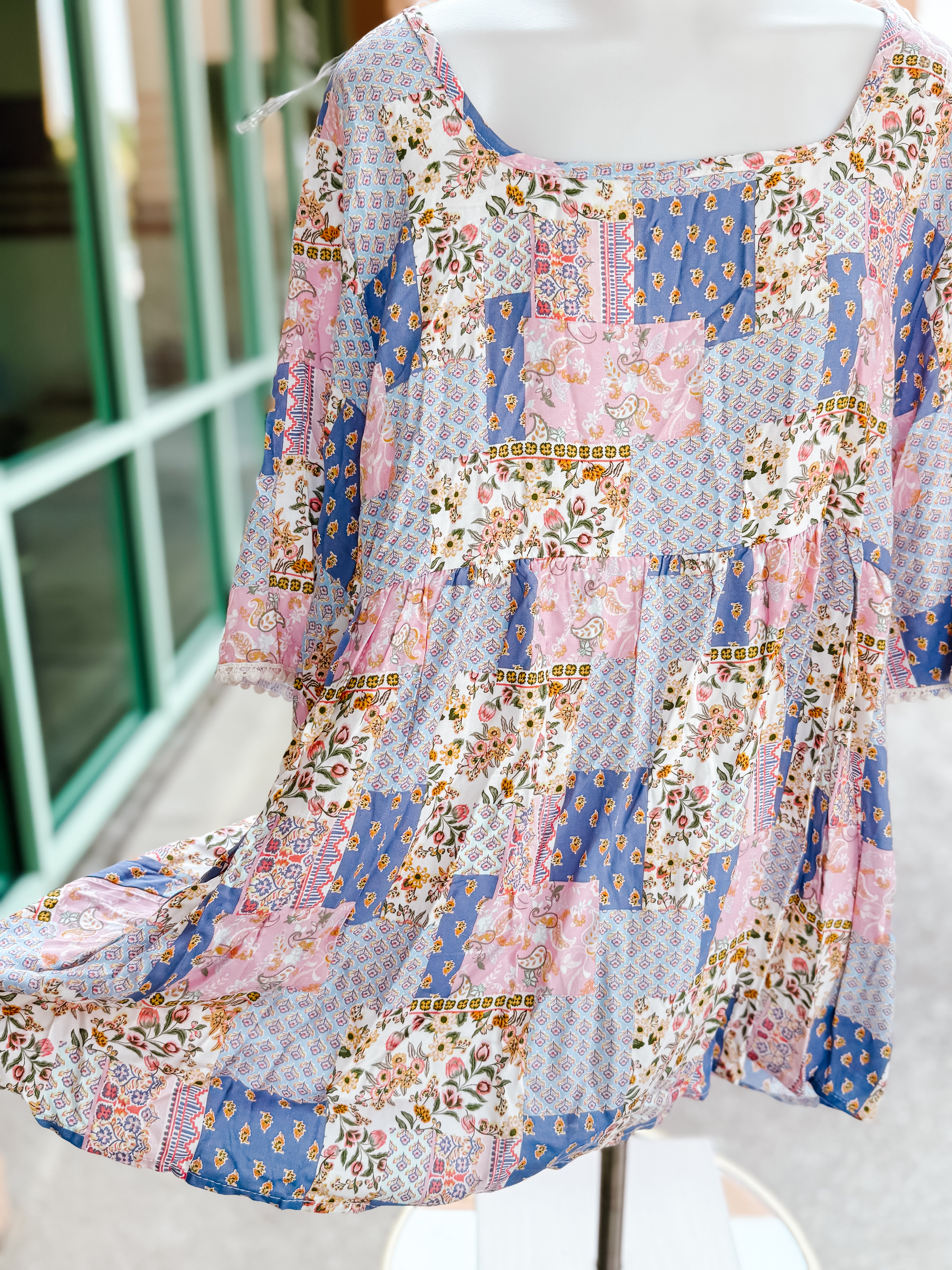 Lavender Boho Flutter Short Sleeve Top- PLUS- SALE