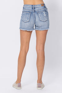 Judy Blue Denim Cut Off With Pocket Destroyed Shorts - PLUS 3X