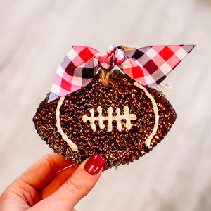 Football Bow Ties & Bourbon Red/Black Ribbon Freshie