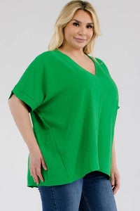 ROYAL GREEN SOLID LOOSE FLOWY TOP-PLUS