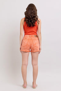 MID RISE PEACH GARMENT DYED SHORTS JUDY BLUE SHORTS-PLUS