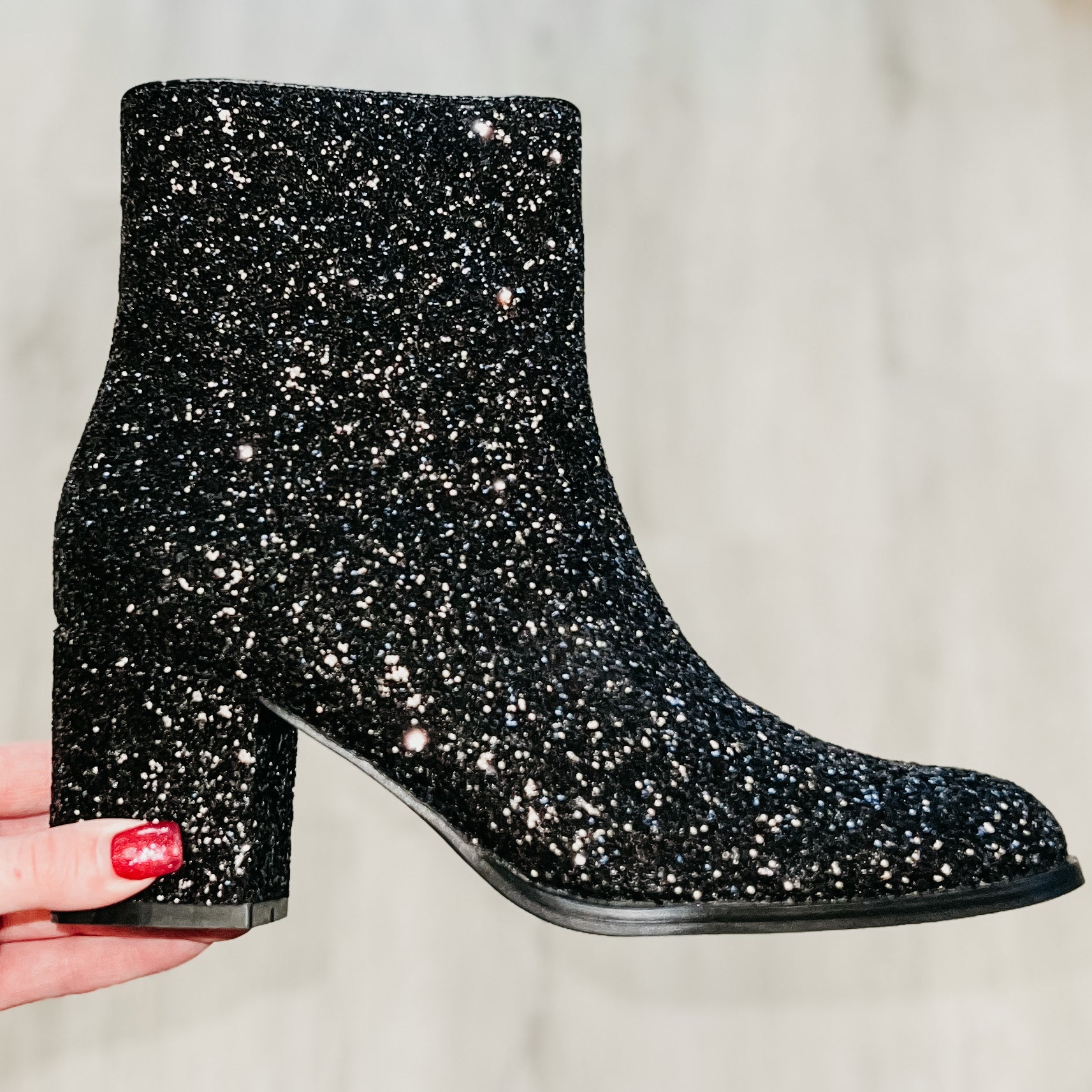 Razzle Dazzle Black Glitter Boots Corkys- SALE- SIZES 9,10,11 LEFT