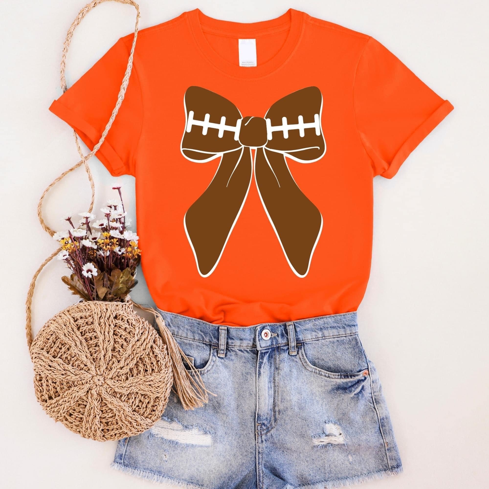 ORANGE FOOTBALL BOW TSHIRT