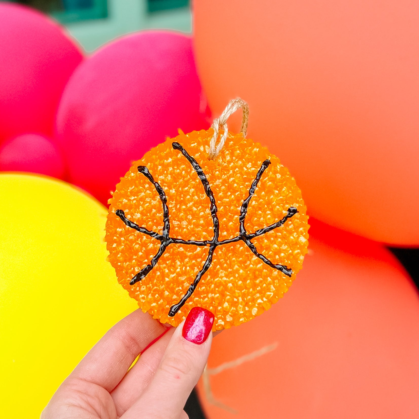 Basketball Mango Papaya Embellished Freshie