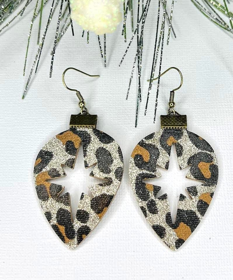STAR CUT OUT SHIMMERY CHRISTMAS ORNAMENT HANDMADE EARRINGS BY B.O.D