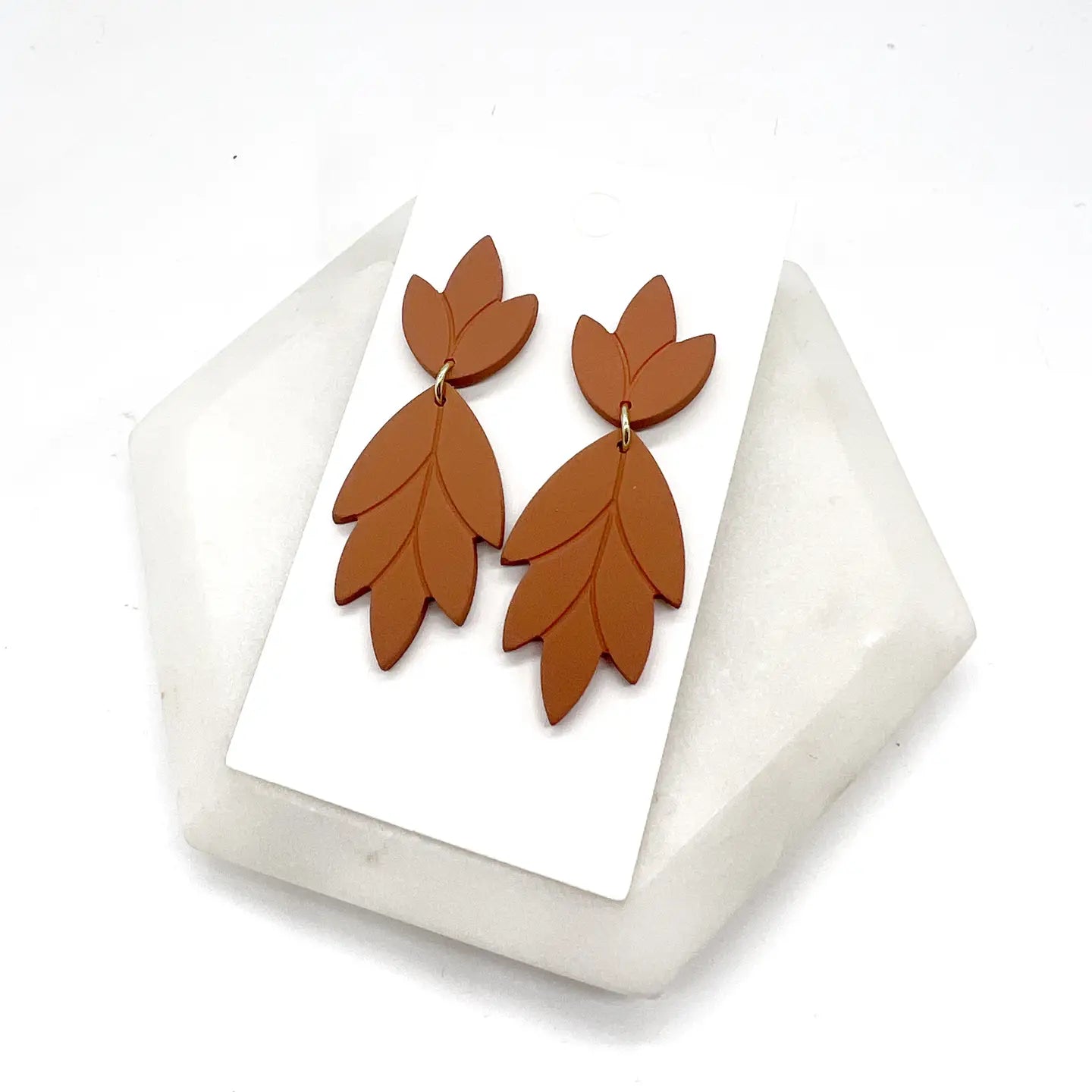 FLORAL RUST ACRYLIC STATEMENT HANDMADE BBB EARRINGS