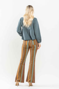 Mid Rise Stretch Striped Flare Judy Blue Denim