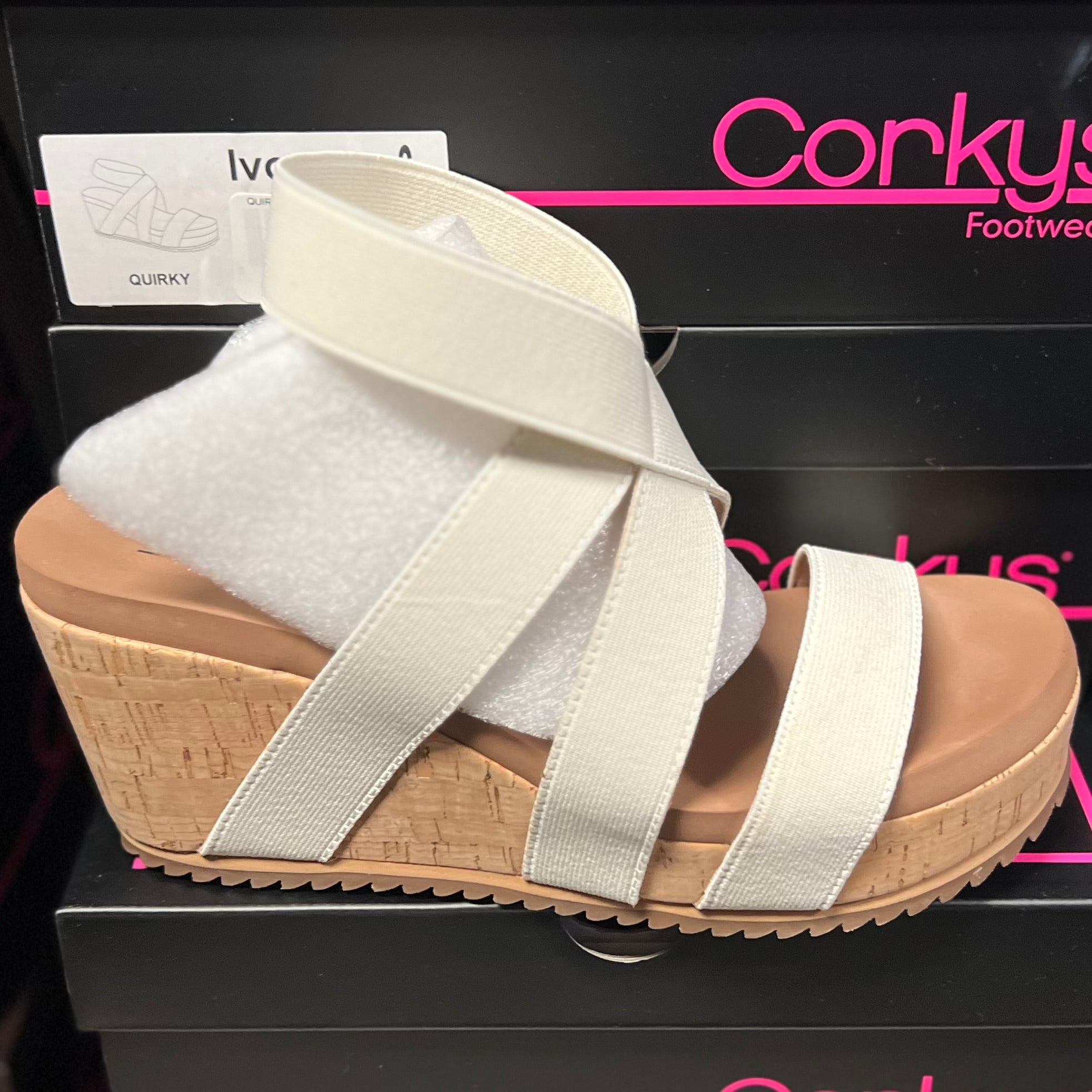 QUIRKY IVORY CORKYS SANDAL WEDGES