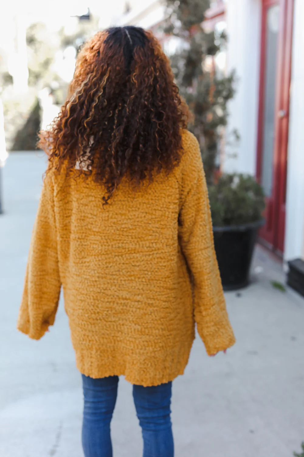 MUSTARD BUTTERSCOTCH THICK POPCORN COWL NECK SWEATER - PLUS