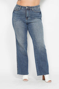 MID RISE TUMMY CONTROL VINTAGE STRAIGHT MEDIUM WASH JUDY BLUE DENIM-PLUS