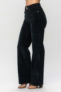 Emerald High Waist Overdyed Garment Corduroy Trouser Wide Leg Judy Blue Denim