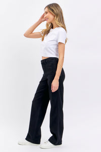 BLACK HIGH WAIST PATCH POCKET STRAIGHT JUDY BLUE DENIM