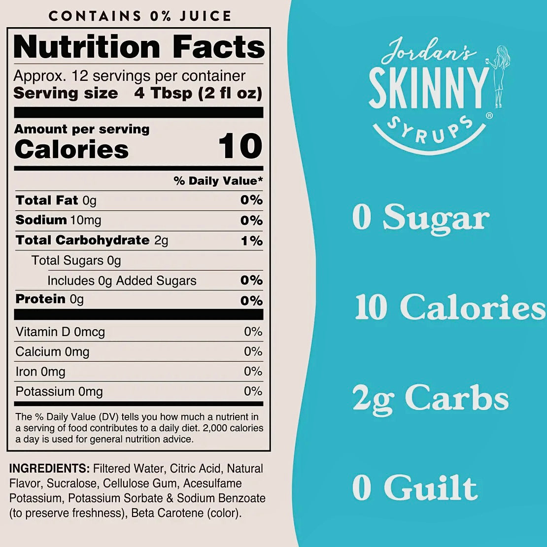 LEMONADE FLAVOR SYRUP CONCENTRATE JORDAN'S SKINNY MIXES SYRUPS