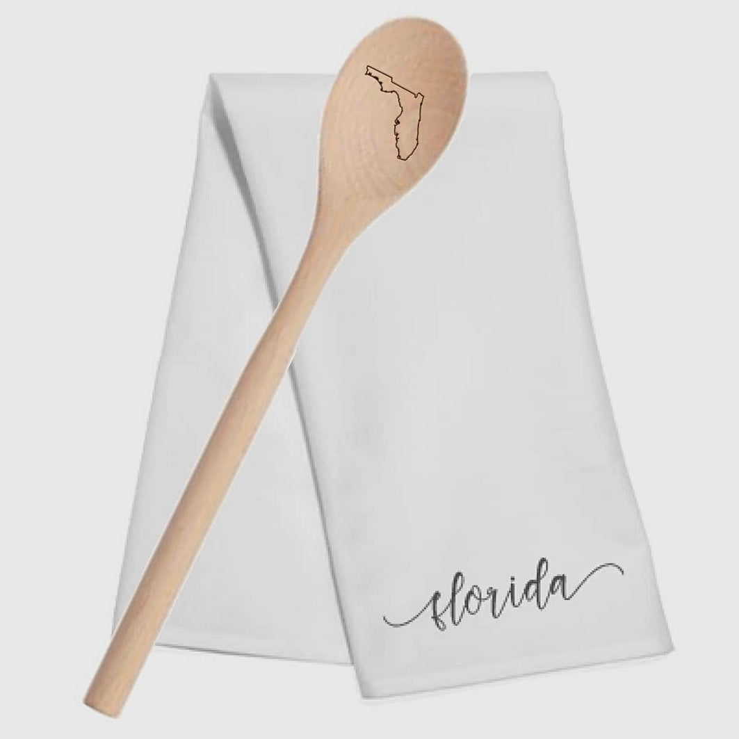 FLORIDA Tea Towel & FLORIDA Wooden Spoon Set