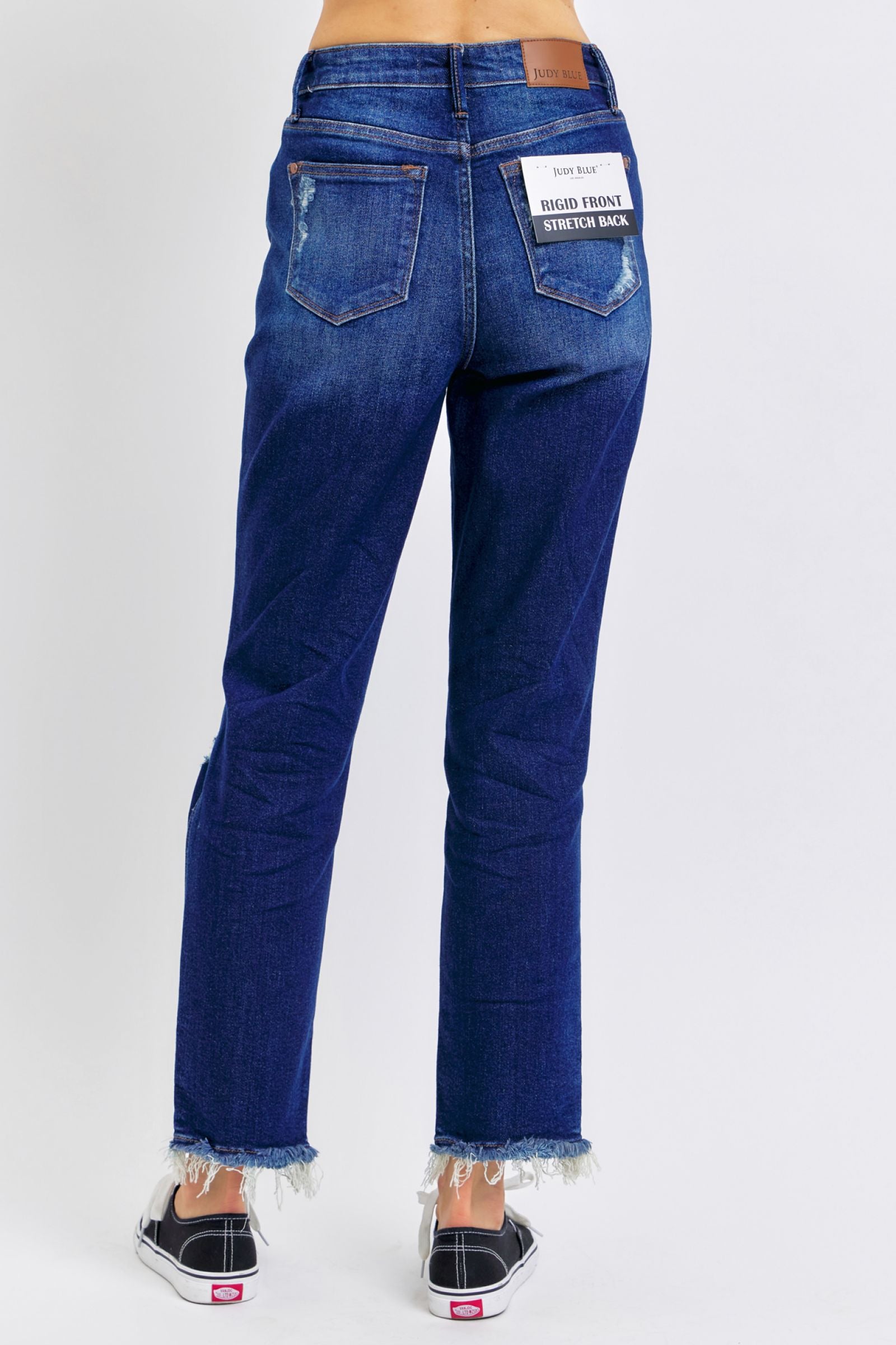 HIGH WAIST RIGID MAGIC HEAVY DESTROYED STRAIGHT DARKWASH JUDY BLUE DENIM-PLUS