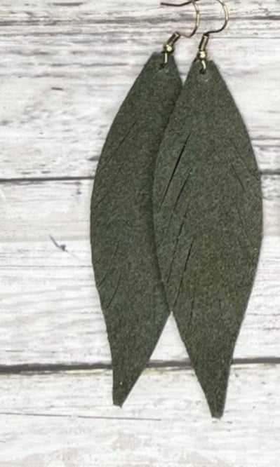 LONG FEATHER LIGHTWEIGHT LEATHER HANDMADE EARRINGS BY B.O.D