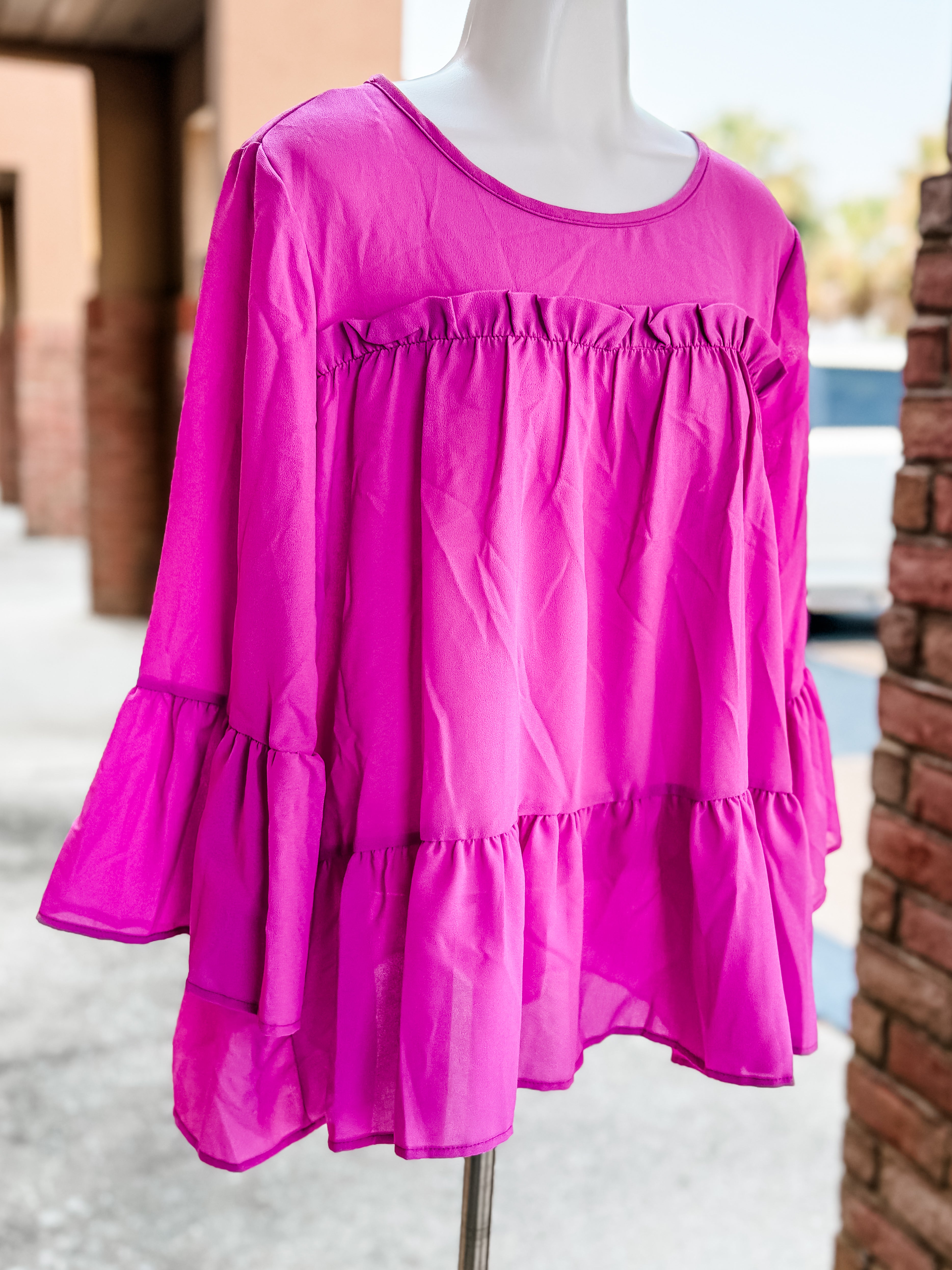 Orchid Frilly Woven Ruffle Blouse- SALE