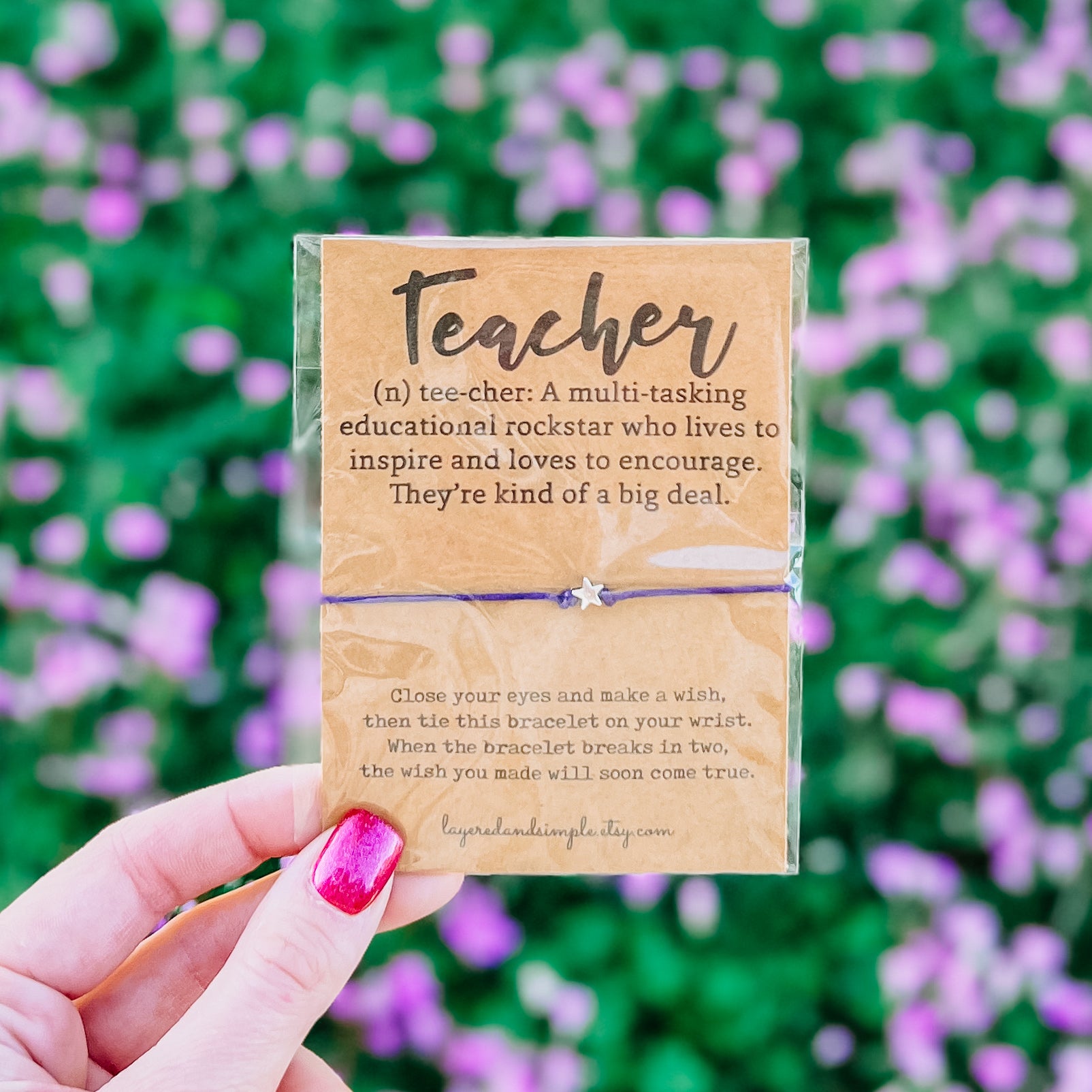 Teacher Appreciation Wish Bracelet PURPLE