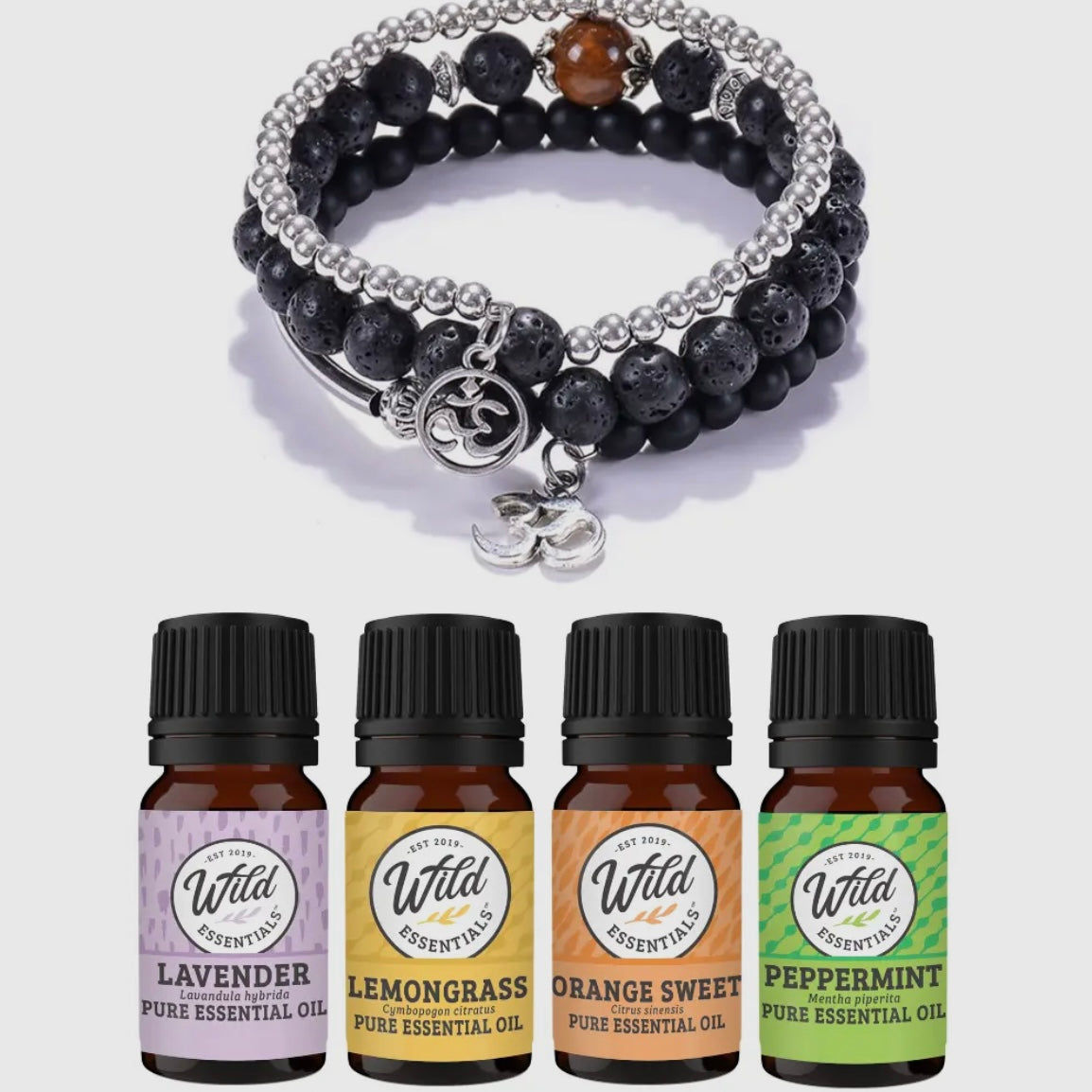 Aromatherapy Bracelet Diffuser & 4 Essential Oils