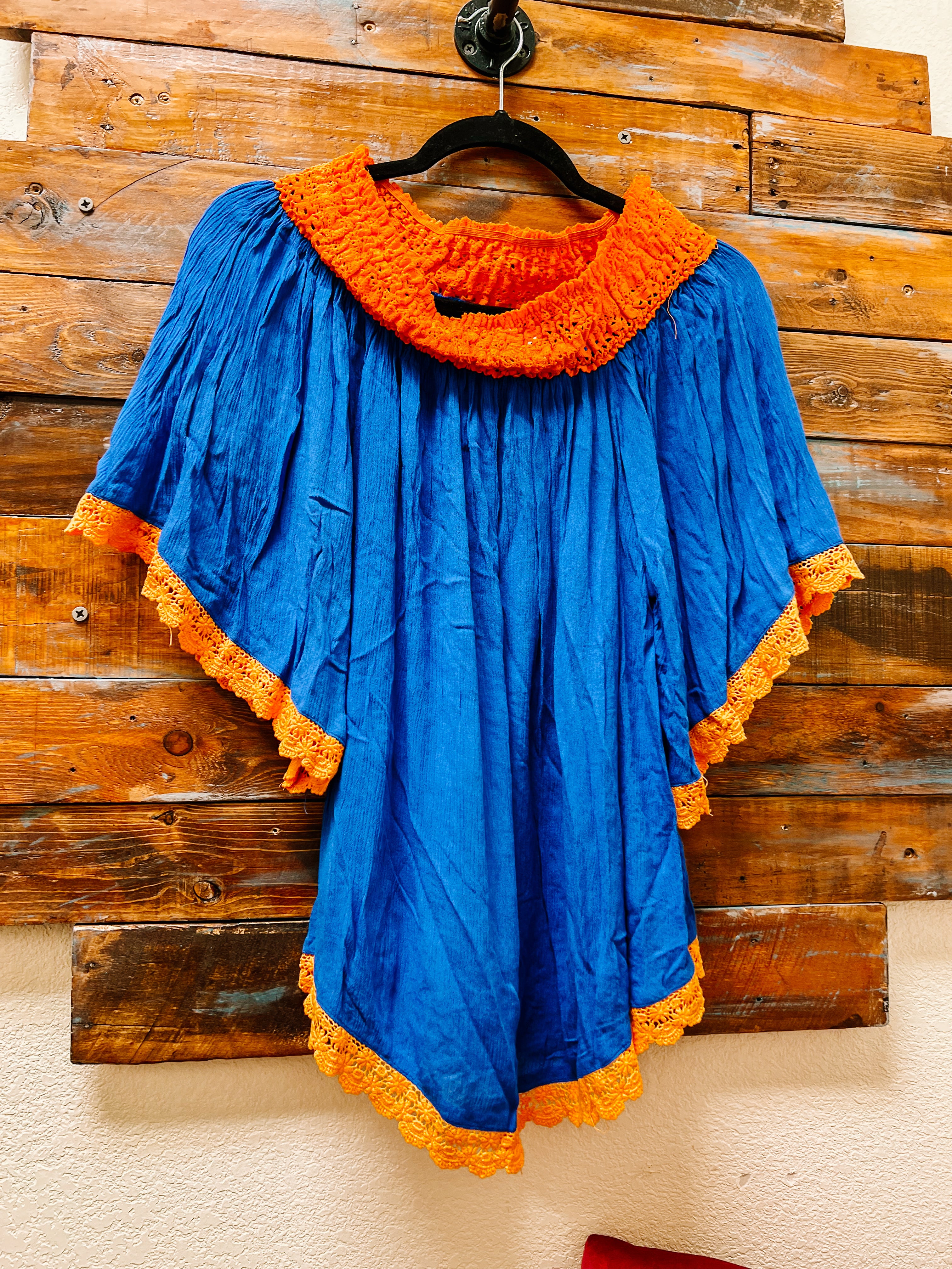 As is! Orange Blue Crochet Off Shoulder Top- MUST READ DESCRIPTION- You are agreeing to have read the description, when you buy this item! AS IS!!! $5!!!