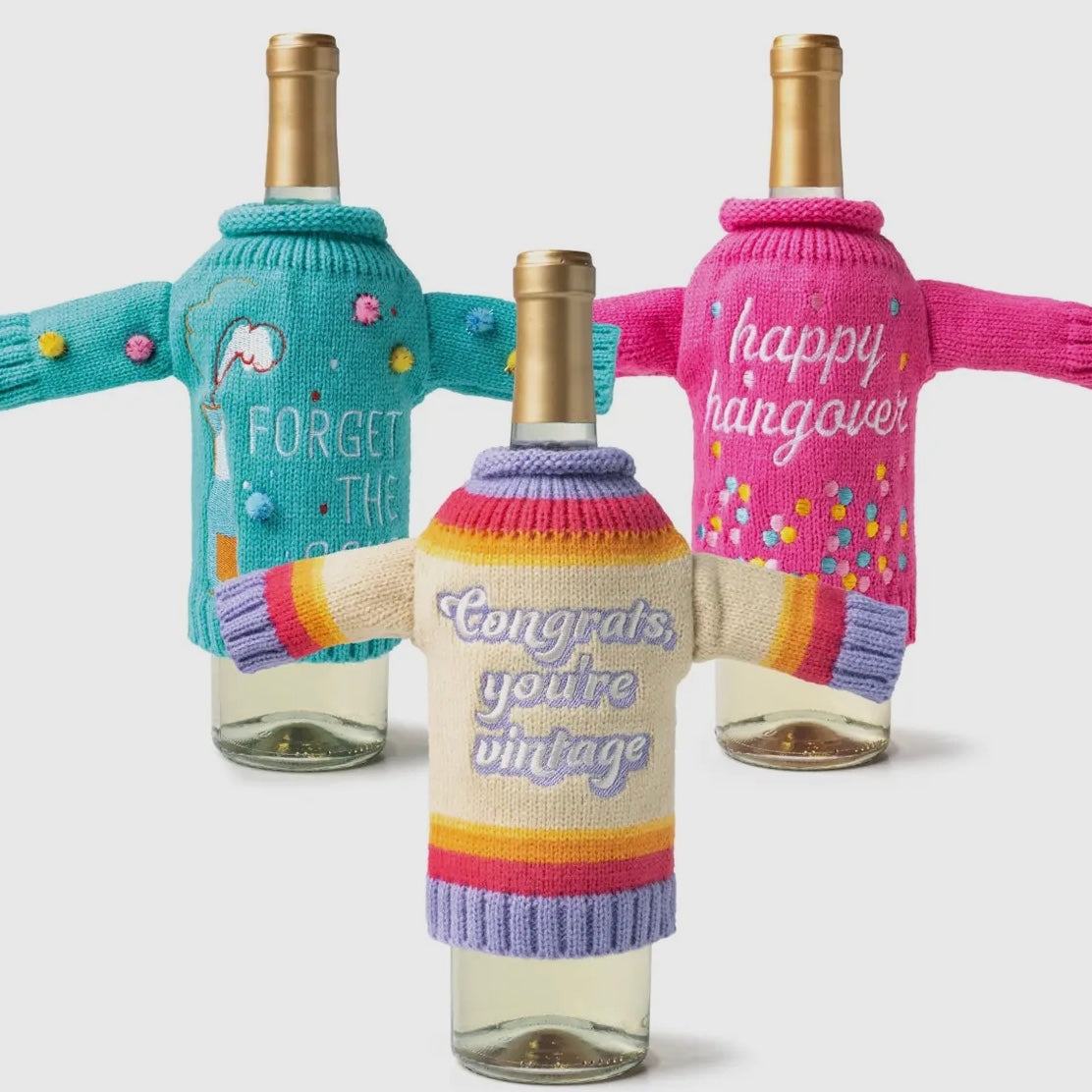 TWO LEFT FEET IT'S YO' BIRTHDAY WINE & BOTTLE SWEATER GAG GIFT