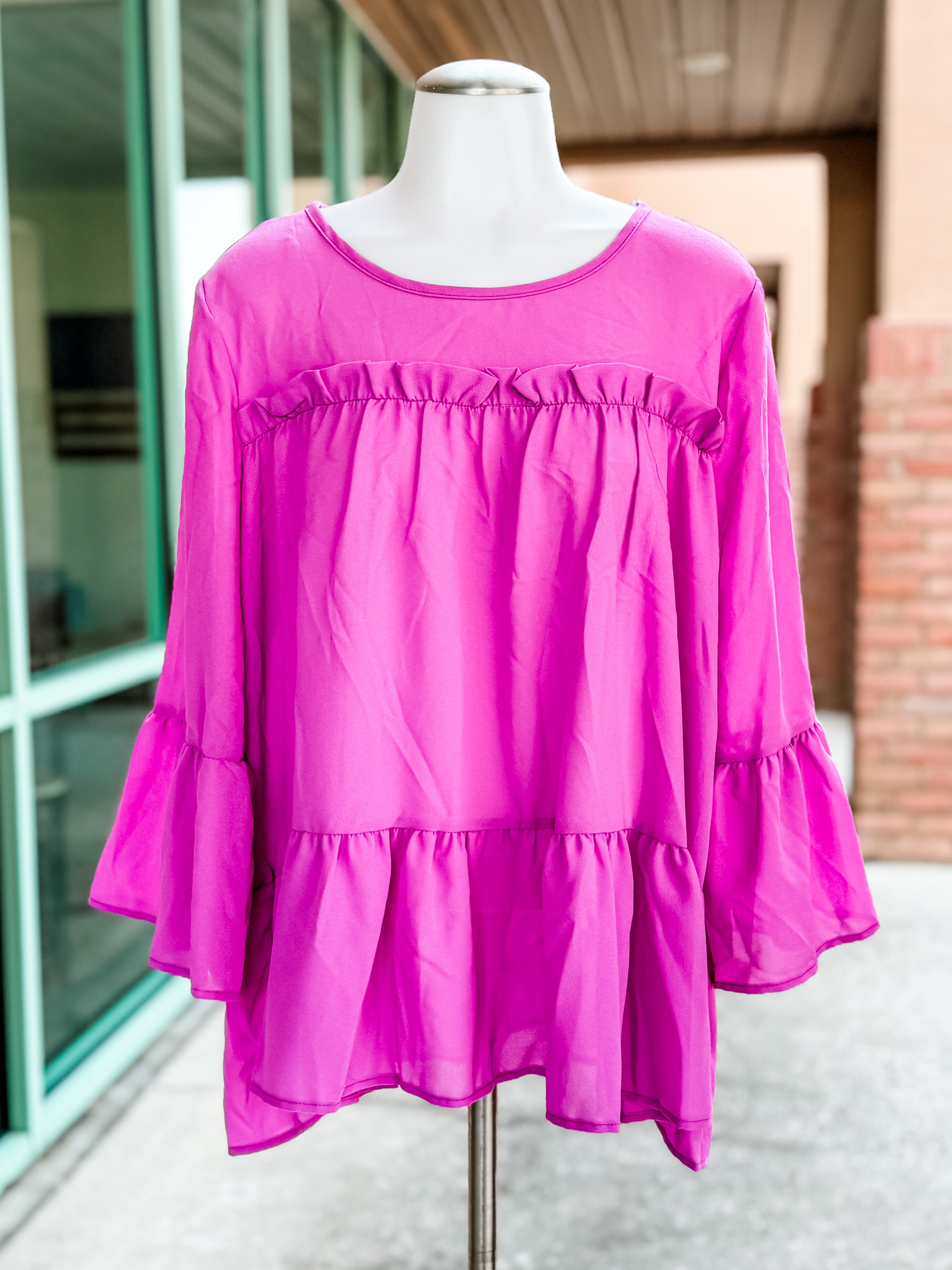 Orchid Frilly Woven Ruffle Blouse- SALE
