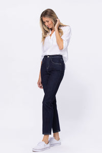 DARKWASH HIGH RISE RINSE WASH MOM JEAN JUDY BLUE DENIM-PLUS