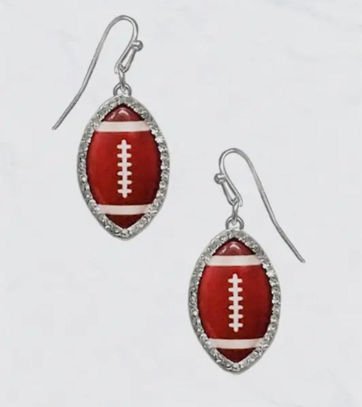 FOOTBALL RHINESTONE DROP DANGLE EARRINGS