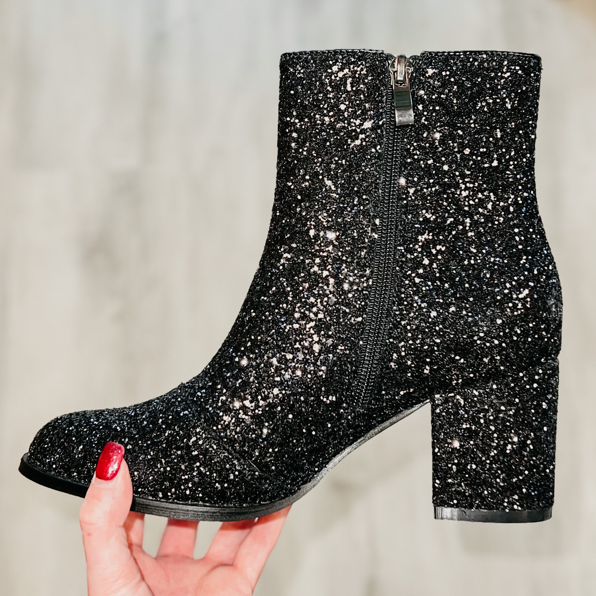 Razzle Dazzle Black Glitter Boots Corkys- SALE- SIZES 9,10,11 LEFT
