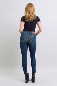 DARKWASH MID RISE TUMMY CONTROL VINTAGE WASH SKINNY JUDY BLUE DENIM