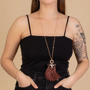 BROWN TASSEL NECKLACE