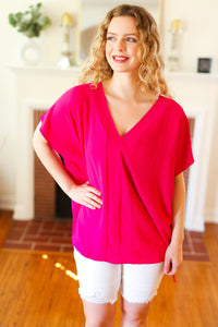 MAGENTA OUTER SEAM PLEAT DETAIL LOOSE FIT DOLMAN BLOUSE