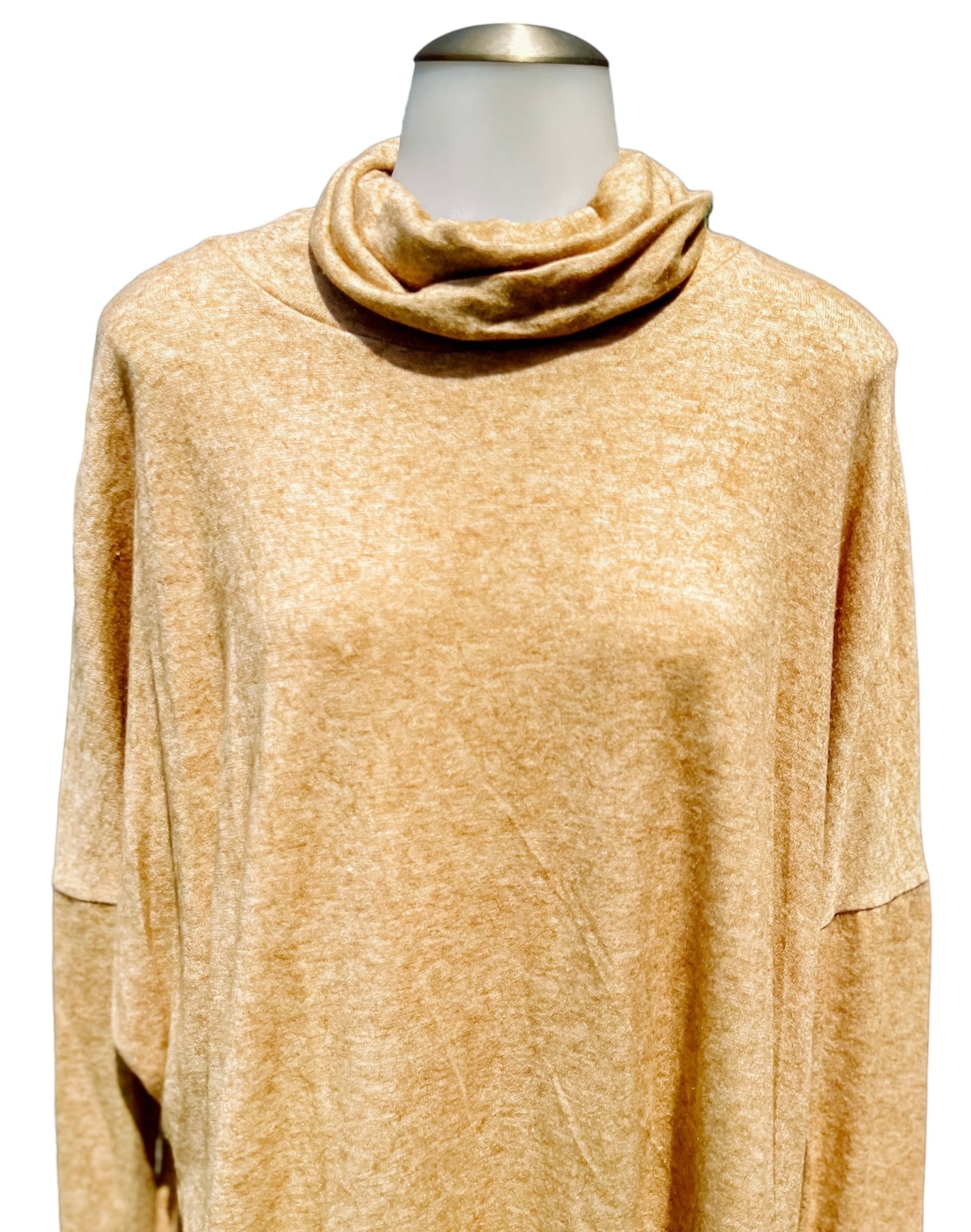 Oatmeal Cashmere-Feel Turtle Neck Sweater-PLUS