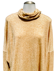 Oatmeal Cashmere-Feel Turtle Neck Sweater-PLUS