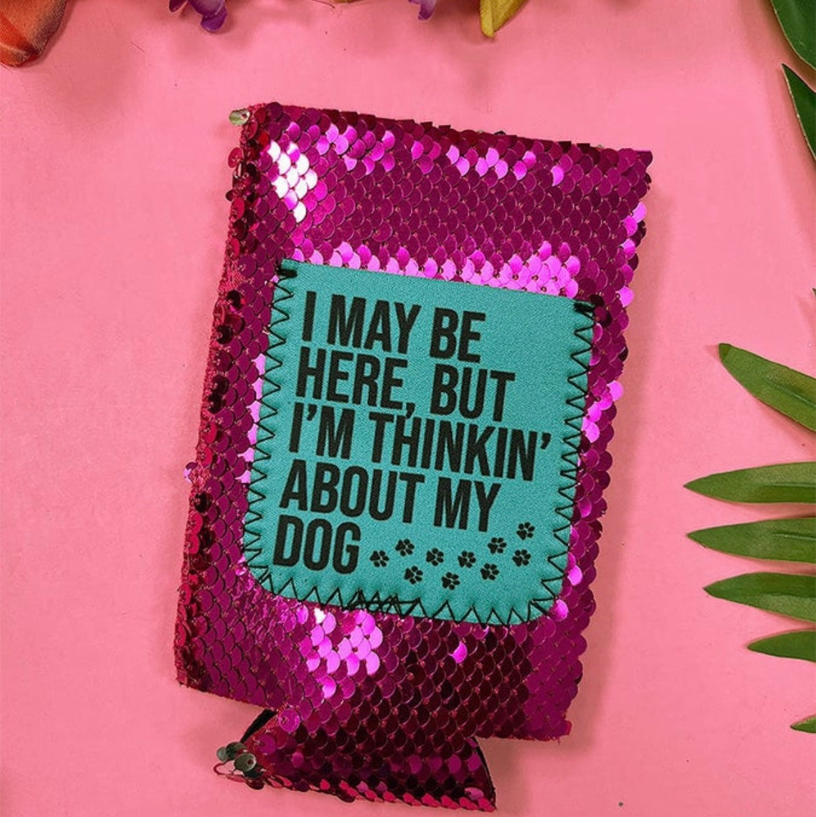Sequin Slim Can Koozie with Pocket (Skinny Cans)