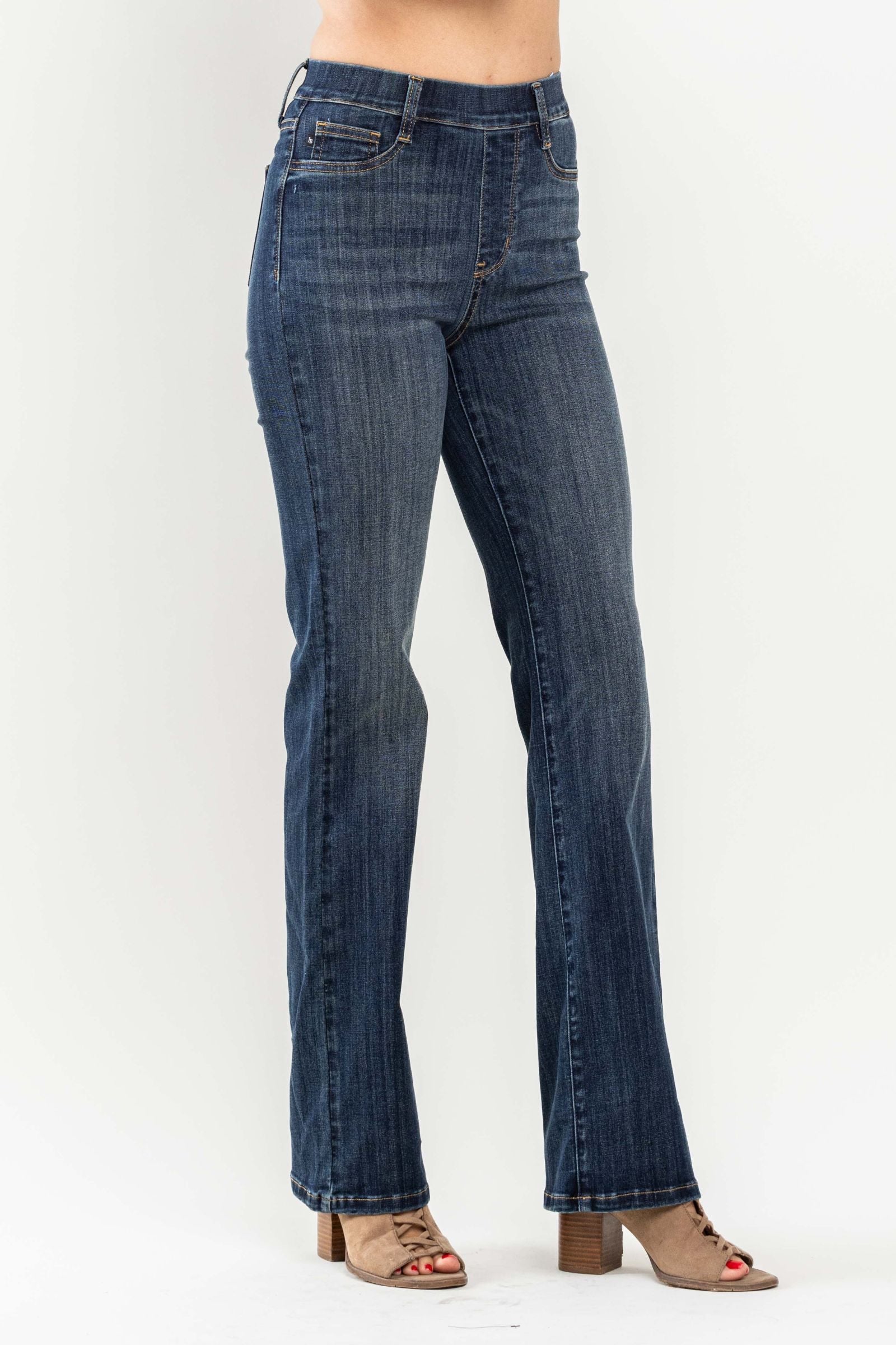 High Waist Vintage Pull On Slim Bootcut Darkwash Judy Blue Denim- SIZES 1 & 3 left.