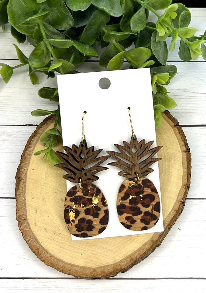WOOD TOPPER FOR "CROWN" OF LEATHER PINEAPPLE HANDMADE EARRINGS BY B.O.D