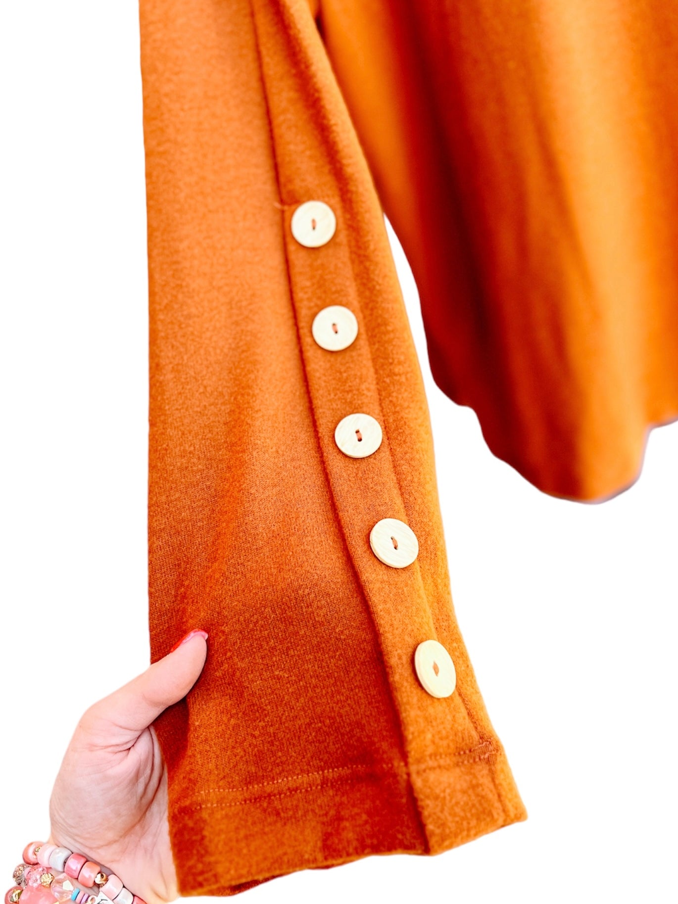 Rust Collared Buttoned Sweater -PLUS 2X AS IS, SLIGHT FADING ON NECKLINE