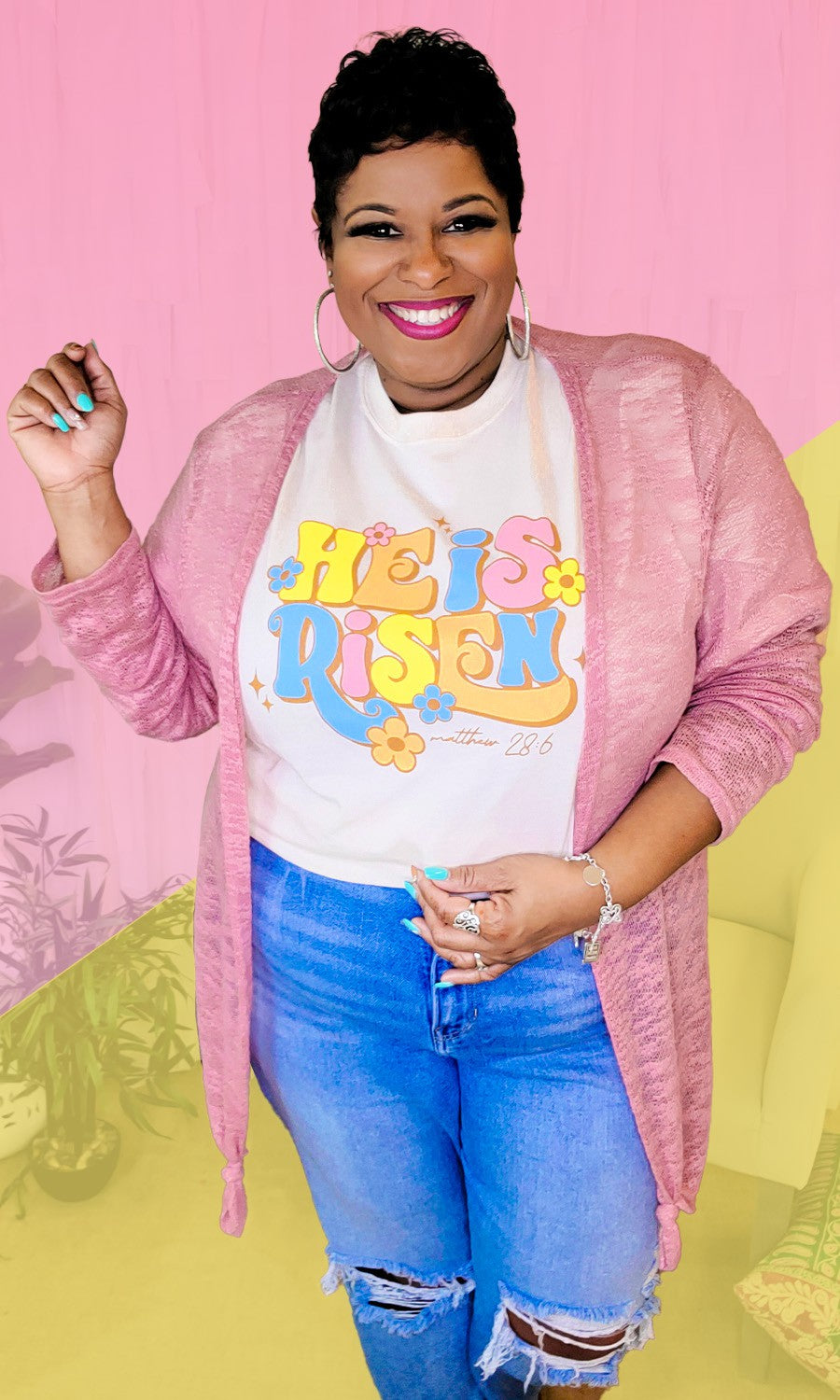 HE IS RISEN GRAPHIC EASTER TEE- SALE