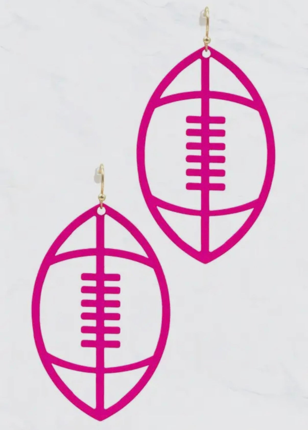 COLORED FILIGREE THIN FOOTBALL CUTOUT EARRINGS