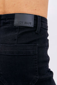 BLACK HIGH WAIST PATCH POCKET STRAIGHT JUDY BLUE DENIM-PLUS