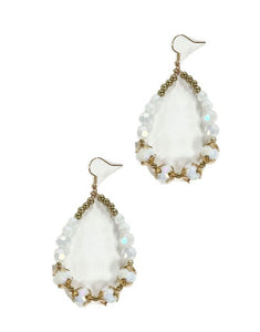 White Beaded Earrings