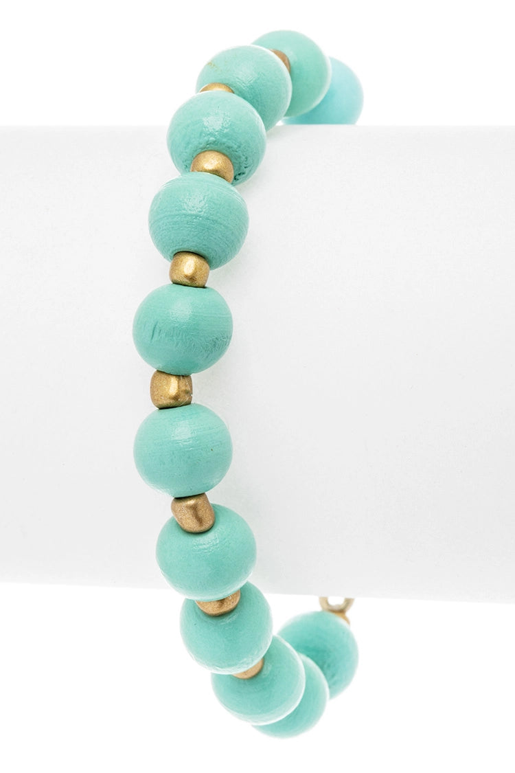 BAMBOO-STYLE CROSS CHARM WOODEN BEADED GIFTABLE BRACELET