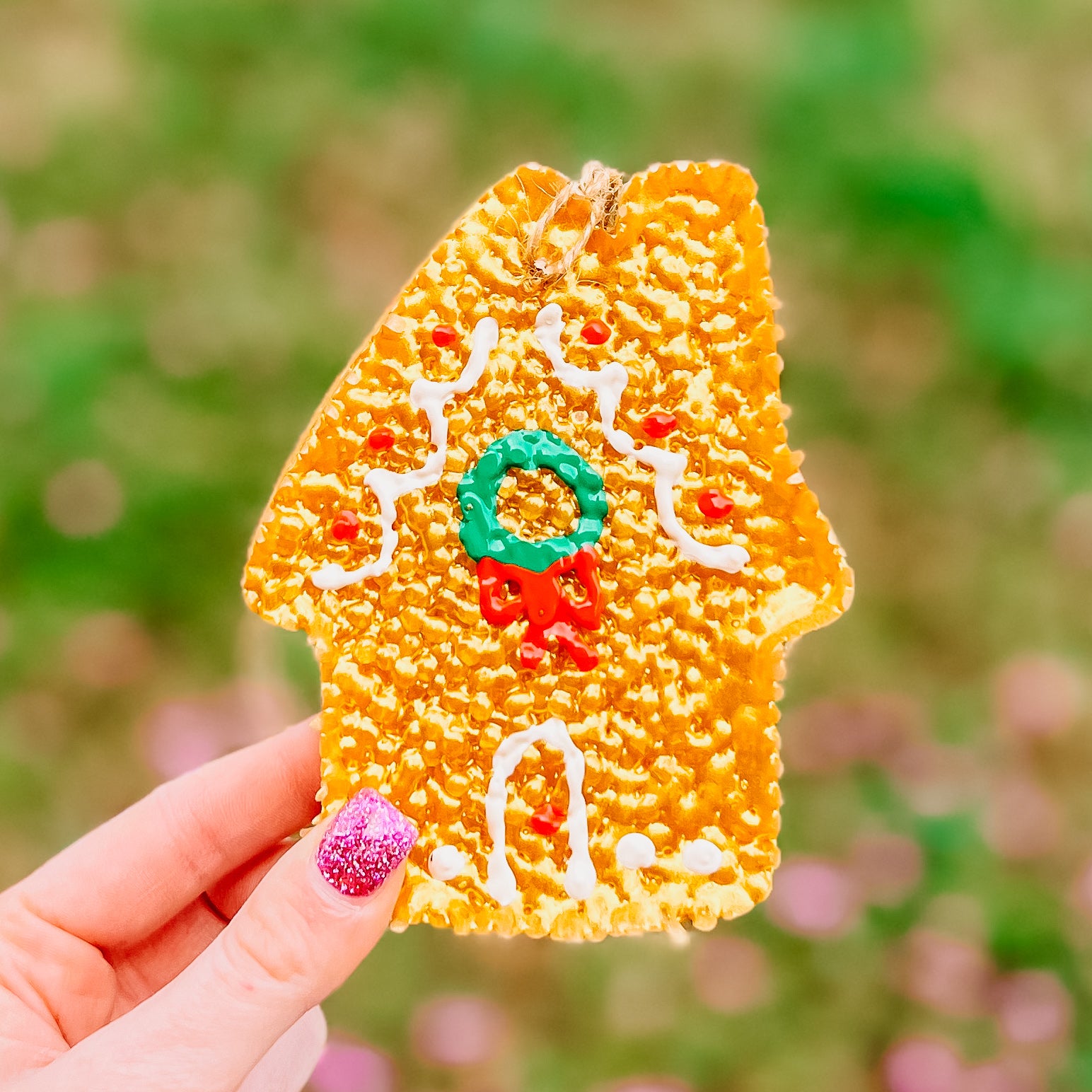 GINGERBREAD HOUSE SUGAR COOKIE GOLD EMBELLISHED CHRISTMAS FRESHIE