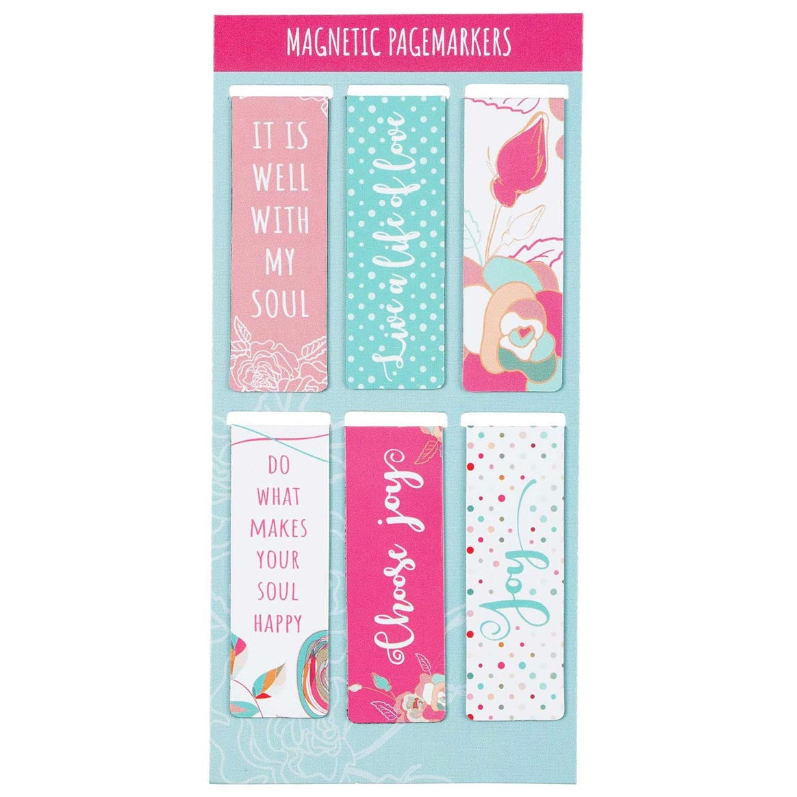 MAGNETIC BOOKMARKS WITH INSPIRATIONAL SAYINGS - SET OF 6