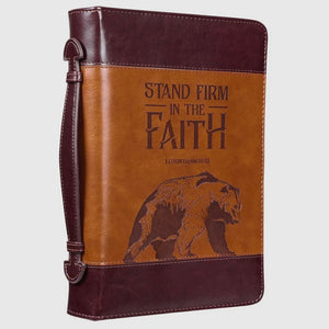 Stand Firm Two Tone Brown Faux Leather Bible Cover - MEDIUM