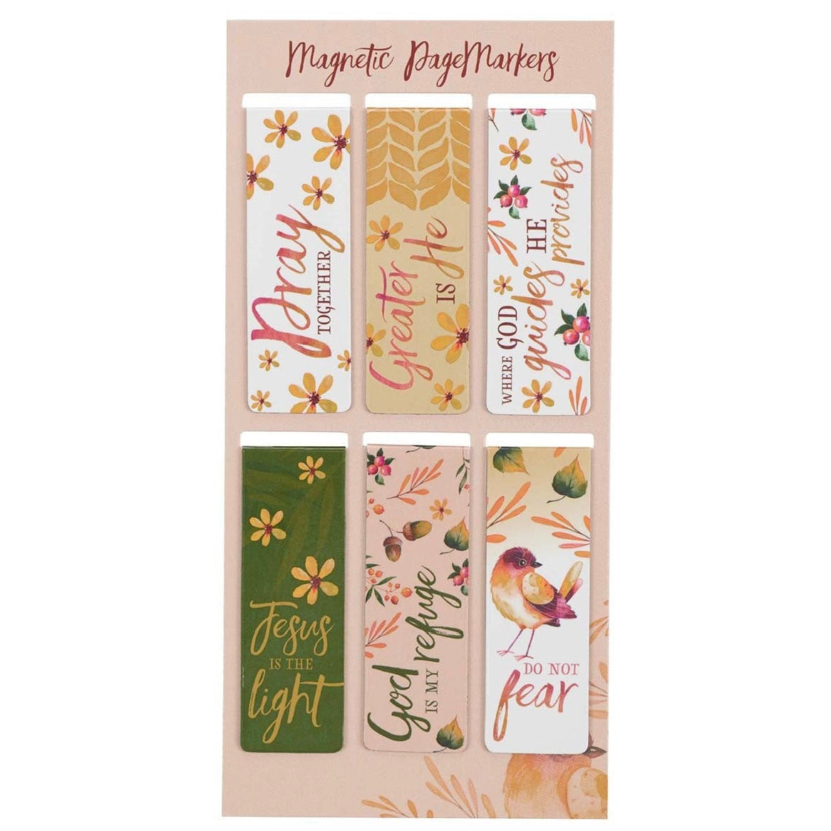 MAGNETIC BOOKMARKS WITH INSPIRATIONAL SAYINGS - SET OF 6