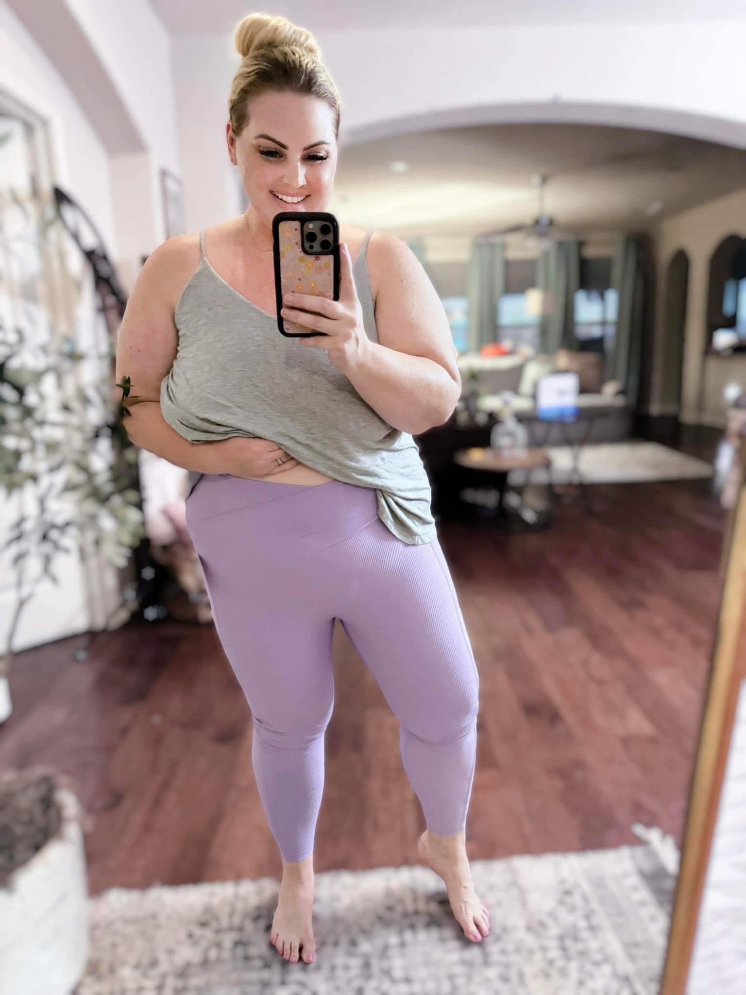 LILAC MOLLY MAX SCULPT DIAGONAL RIBBED LEGGINGS