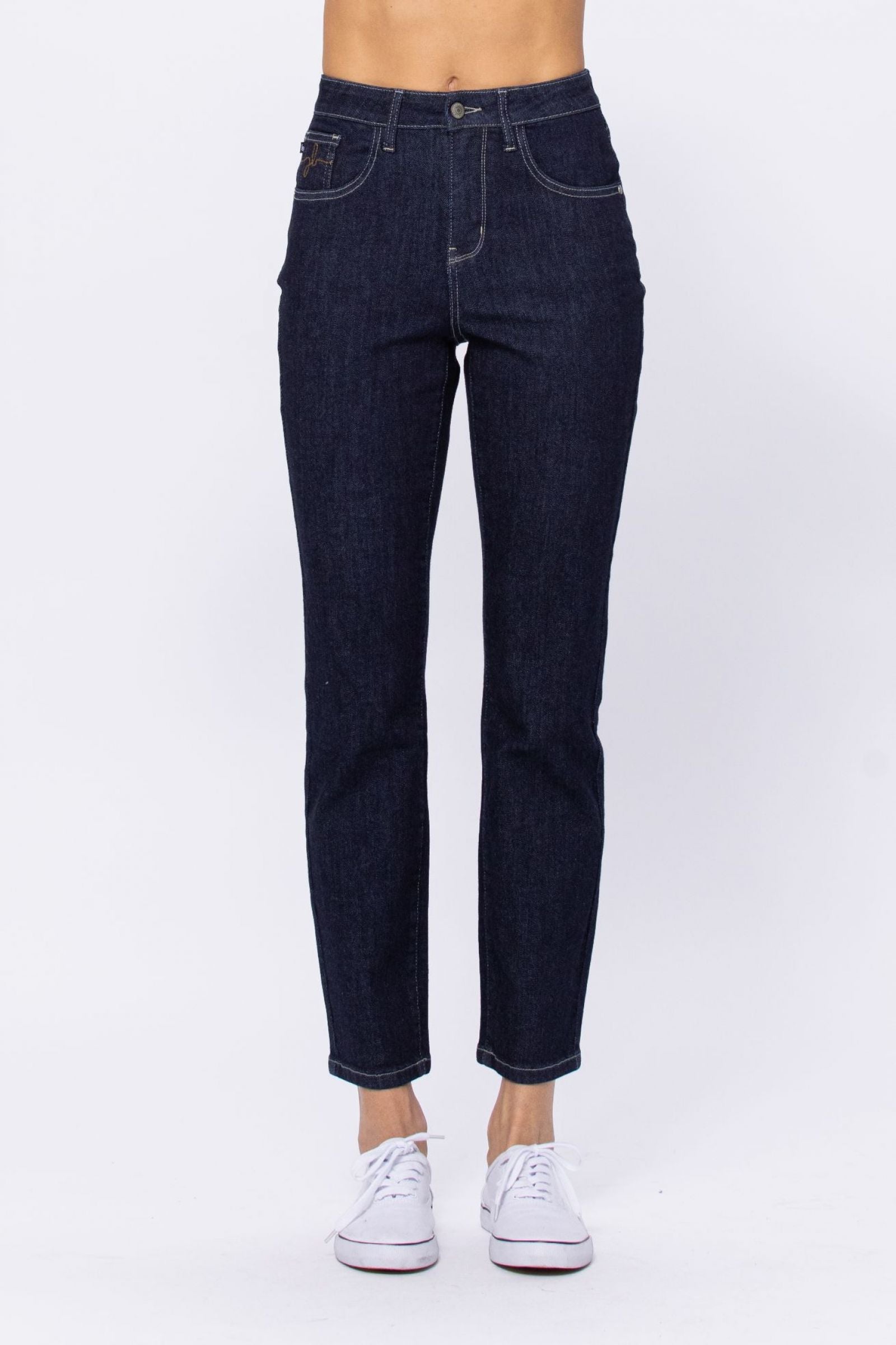 DARKWASH HIGH RISE RINSE WASH MOM JEAN JUDY BLUE DENIM-PLUS