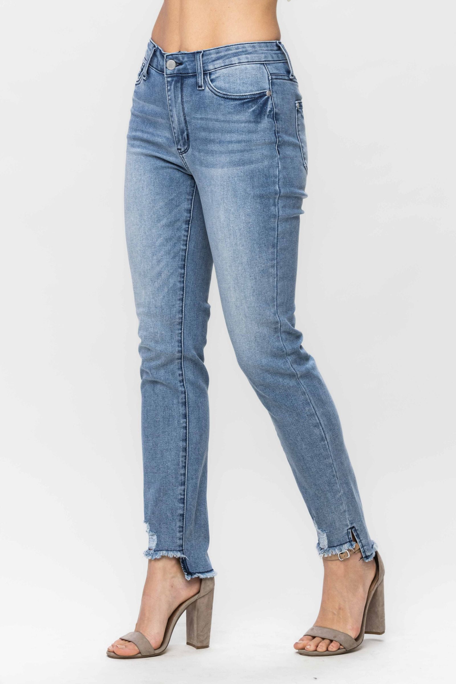 MEDIUM WASH MID RISE COOL DENIM SUSTAINABLE RELAXED JUDY BLUE DENIM-PLUS